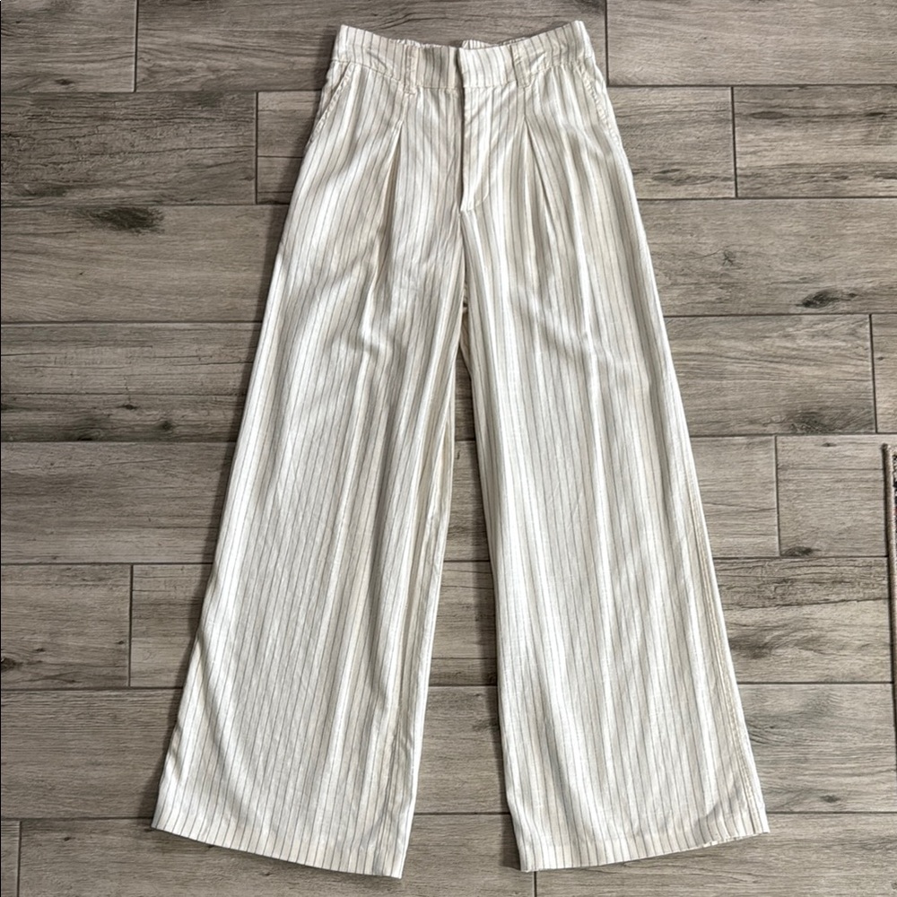 Black Striped Wide-Leg Pants
